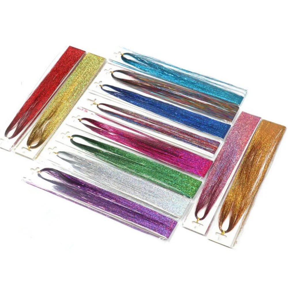 European and American hair and hair laser gold silver bright silk colorful PET silk color wig pliers crochet suit wholesale