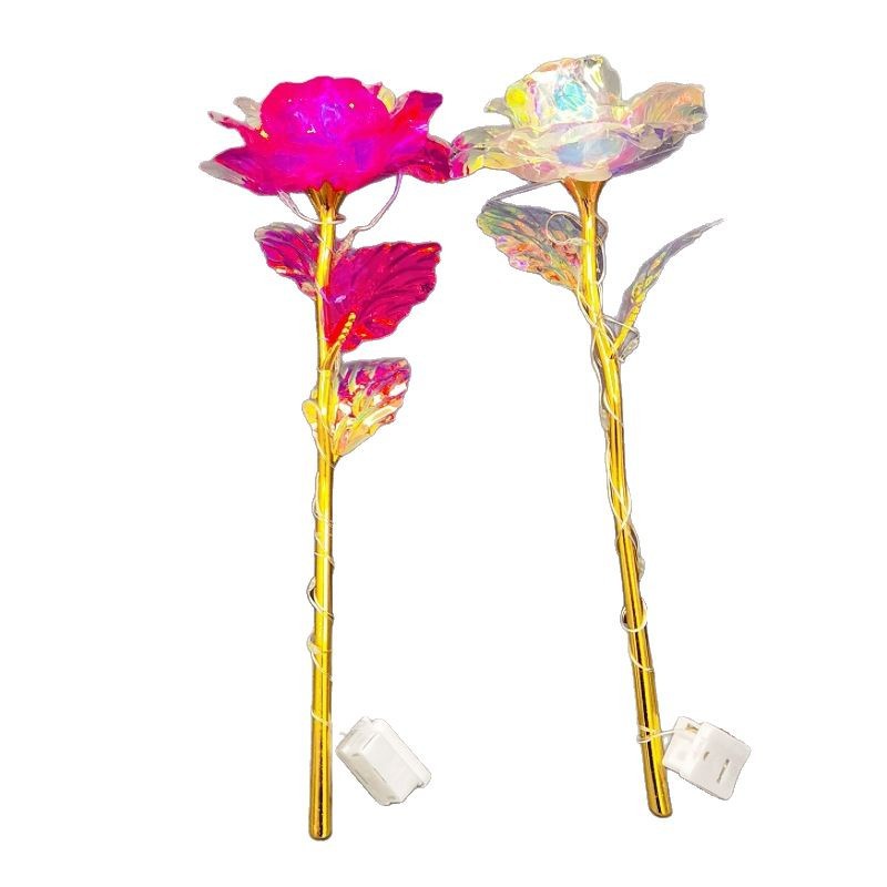 Wholesale Night Market Park Stalls Glowing Gold Eternal Flower Artificial Rose Bouquet Chinese Valentine's Day Couple Creative Souvenirs