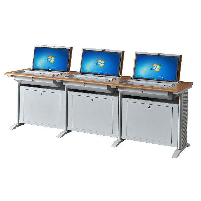 Flip computer desk school multimedia conference table classroom computer room training study table hidden flip table manufacturer