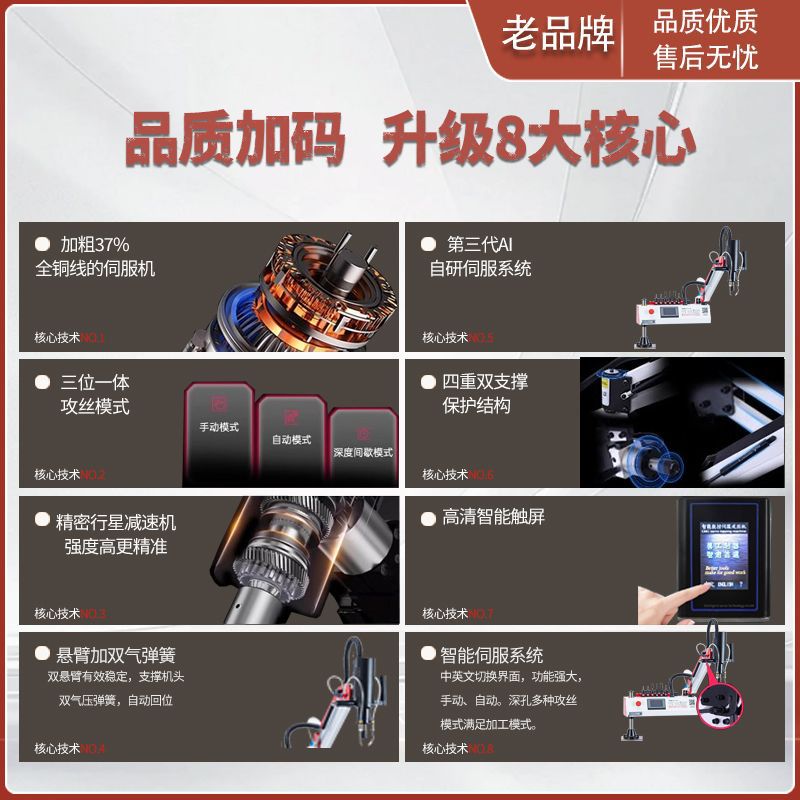 Intelligent Cnc Universal Tapping Machine Fully Automatic High-Precision M3-M36 Desktop Rocker Arm Servo Electric Tapping Machine