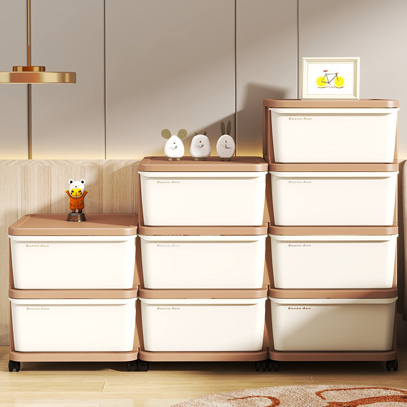 Cream Style Storage Cabinet Drawer Type Children's Toy Cabinet Baby Household Living Room Snack Storage Cabinet Floor Rack