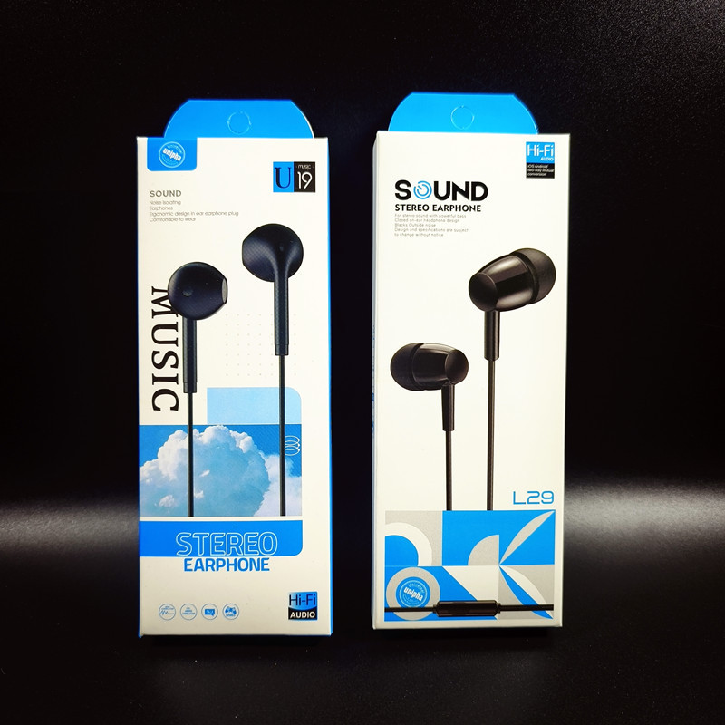 XU19 Series Wired Headset In-Ear Mobile Phone Wire Control 3.5 Round Hole Flat Ear In-Ear Headset