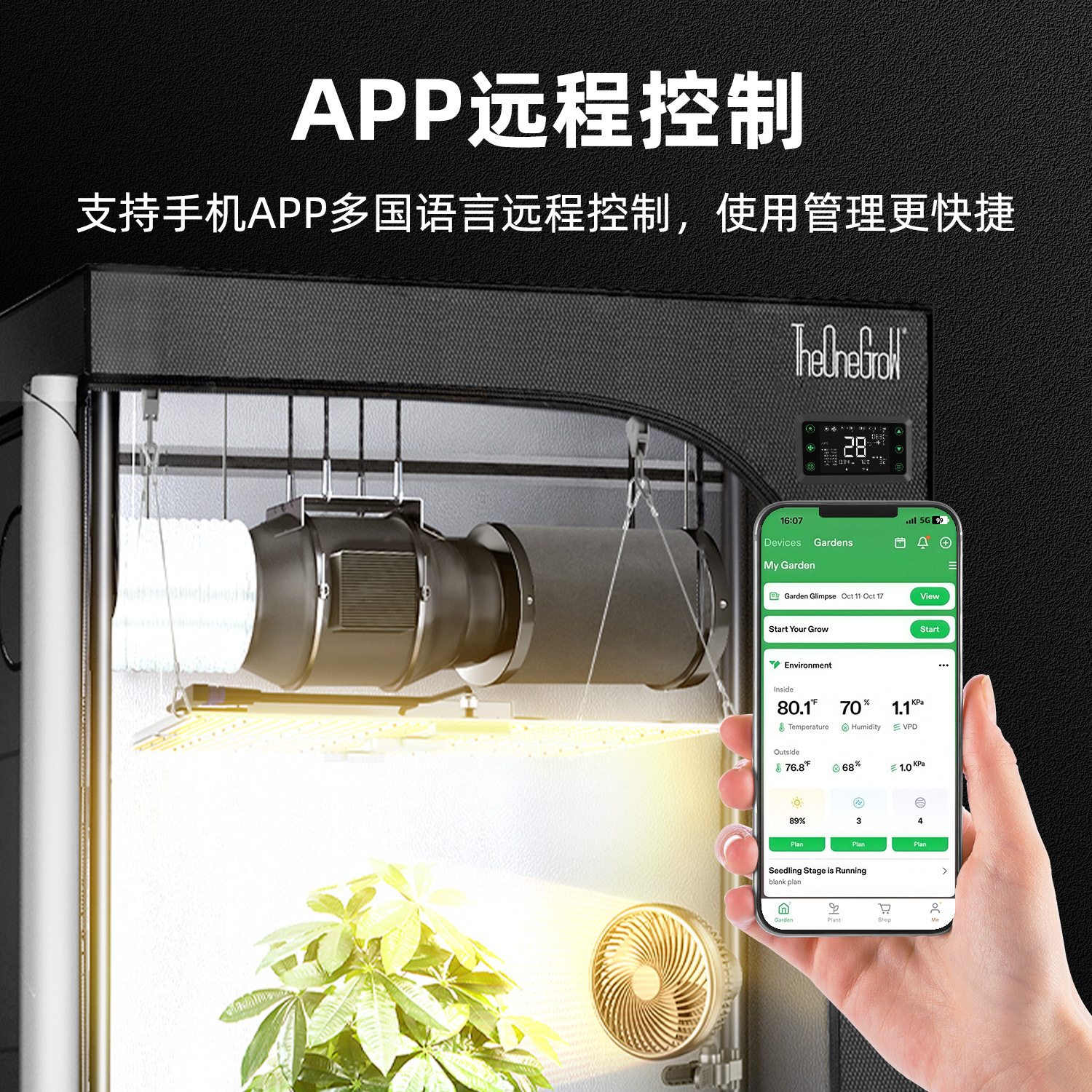 Intelligent Planting Environment Controller, Support Led Dimming and Fan Timing Speed Regulation