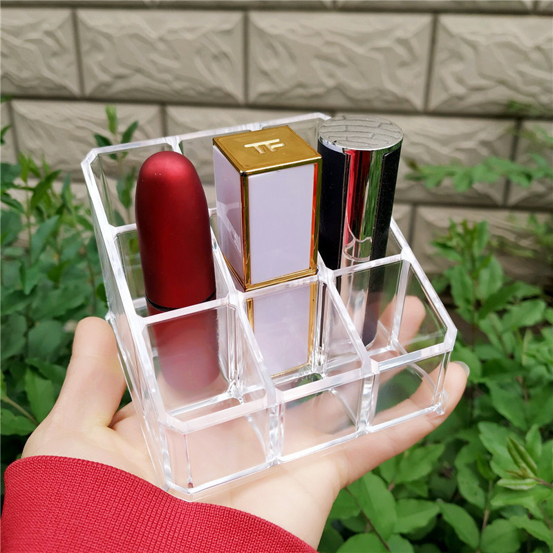 Internet Celebrity Transparent Jiugongge Lipstick Rack Cosmetic Storage Makeup Lipstick Storage Box Desktop Lip Glaze Fit Rack