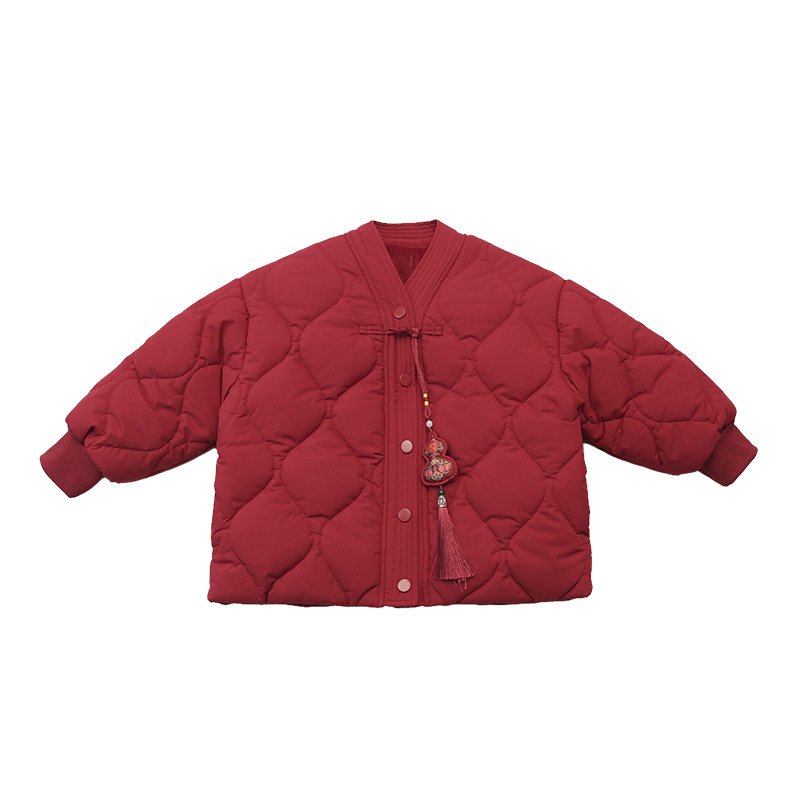 Children's Clothing Boys' Cotton-Padded Clothes Red New Year's Greetings Clothes Thickeneded Kidsren's Winter Clothes 2025 New Boys' Chinese Cotton-Padded Jackets