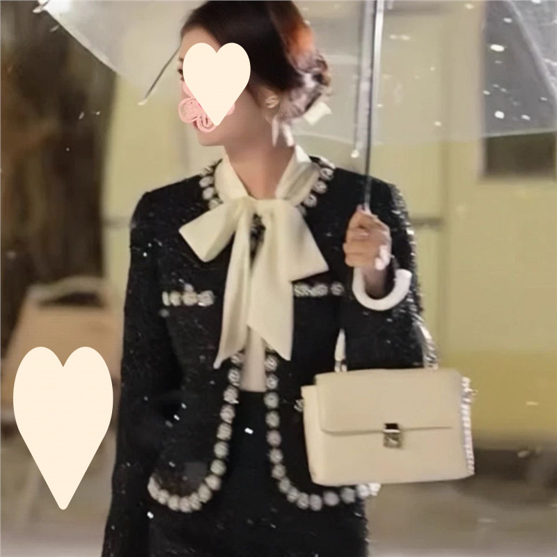 French-Style Chanel-Inspired Heavy-Duty Spring and Autumn Jacket with Beads, 2025 New Short High-End Versatile Light Luxury Top