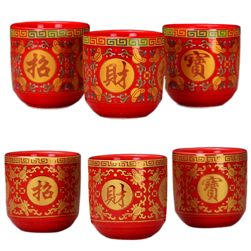 Ceramic Tea Cup Wine Cup Water Supply Cup Buddha Front Cup Guanyin Holy Water Cup Lotus Buddha Hall Home God of Wealth Buddha Supplies