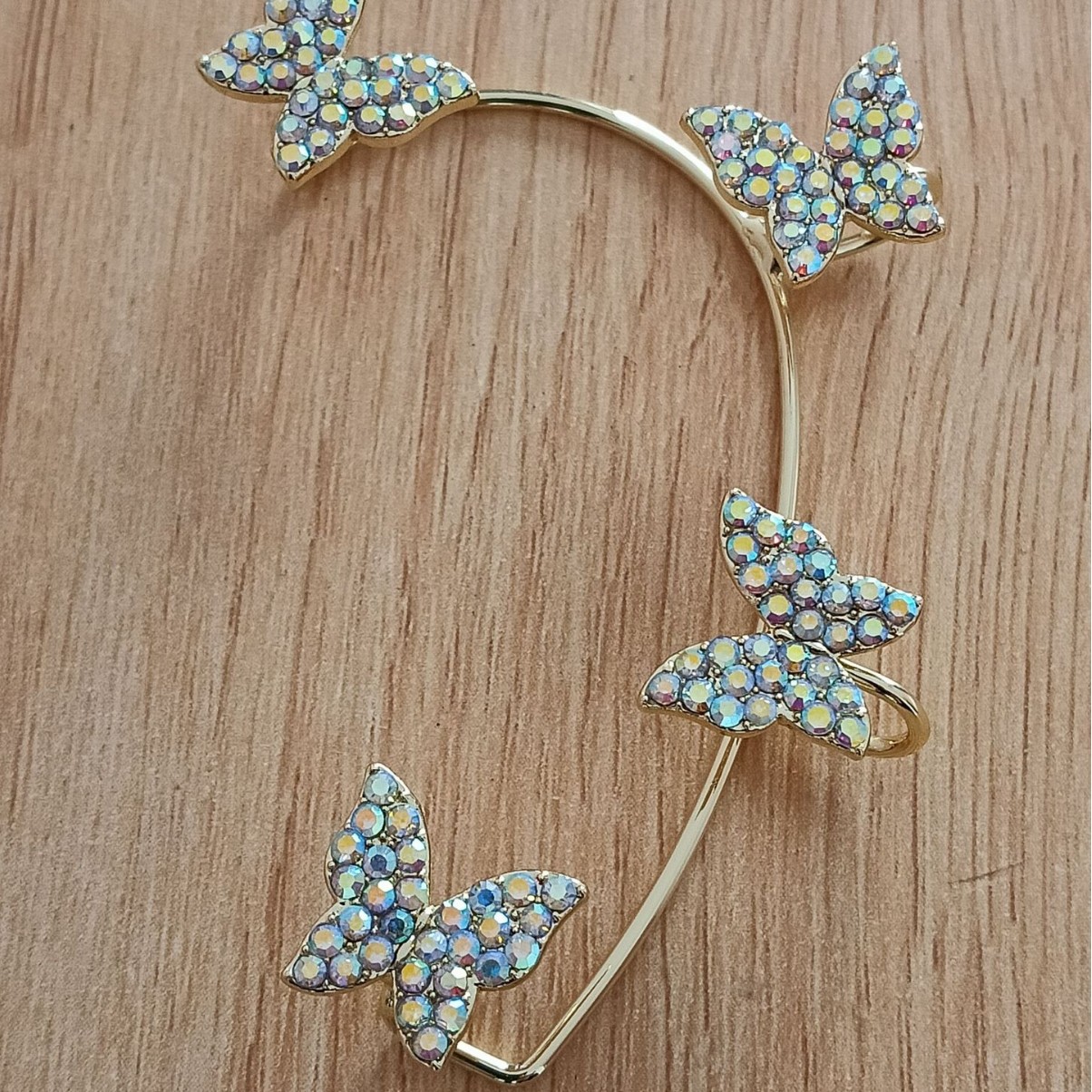 Shake Sound Explosions AB Color Diamond Butterfly Ear Hanging Super Fairy Advanced One-Piece Earrings Temperament Ear Clip Earrings