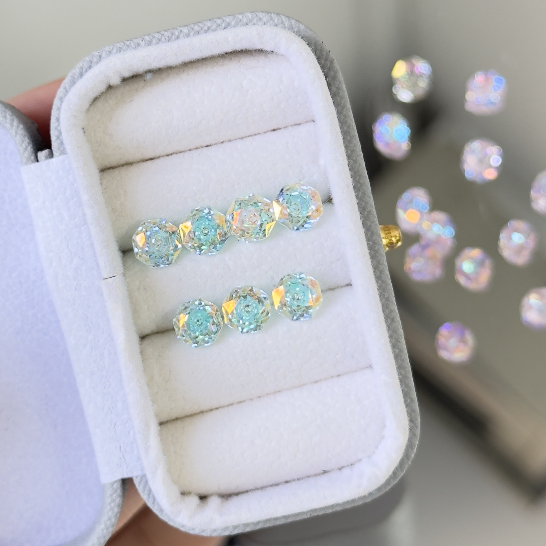 Millennium Rose Cut Color Plated Zircon Octagon Factory Direct Supply Nail Earrings Naked Stone