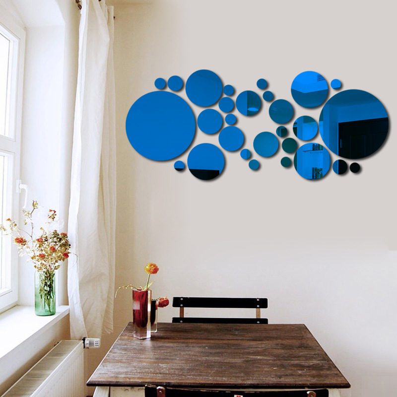 Cross-border hot-selling mirror wall stickers Circle Mirror fashion 3d three-dimensional decoration large circle 15cm each set of 32 and 26