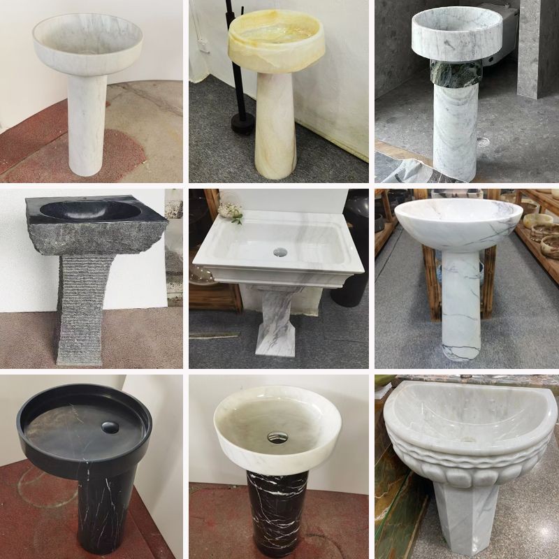 Природная мраморная колонная раковина из камня Дуньхуан, интегрированная, для ванной, гостиничная, дизайнерская модель