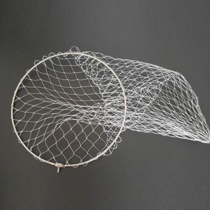 Stainless steel bridge fishing braiding net bracket strong horse net pocket folding net head braiding net large mesh bridge raft braiding net solid ring