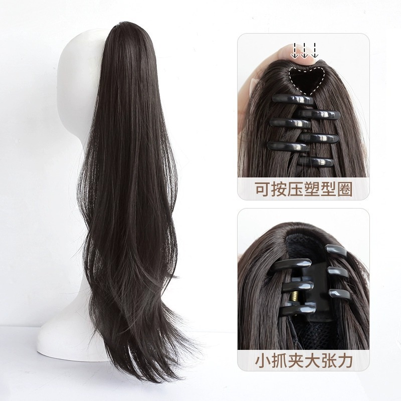 Slightly Curled Wig Short Hair Ponytail Women's Fashion Artificial Hair Clip-On Slightly Curly Long Straight Hair High Ponytail Wholesale