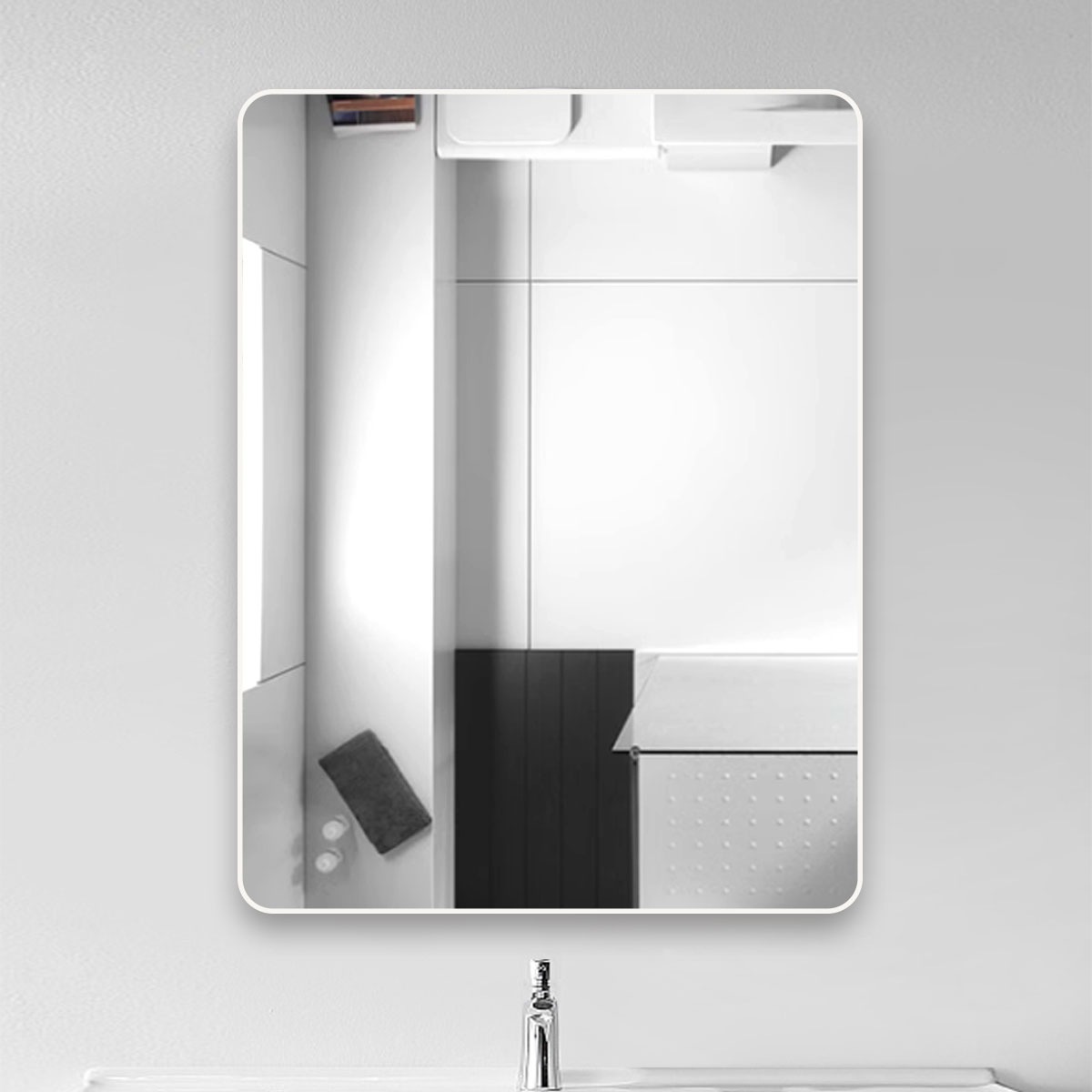 Bathroom Mirror Sticker Wall Hanging Paste Bathroom Mirror Toilet Dressing Mirror Wash Basin Mirror Aluminum Alloy