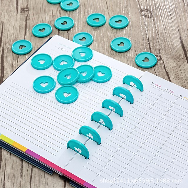 24/28/35mm Colorful Heart Mushroom Buckle Notebook Loose-leaf Buckle Hand Ledger Accessories Plastic Material