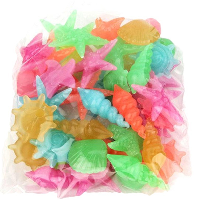 2-3cm luminous shell conch sea star color plastic artificial aquarium fluorescent landscape marine luminous stone