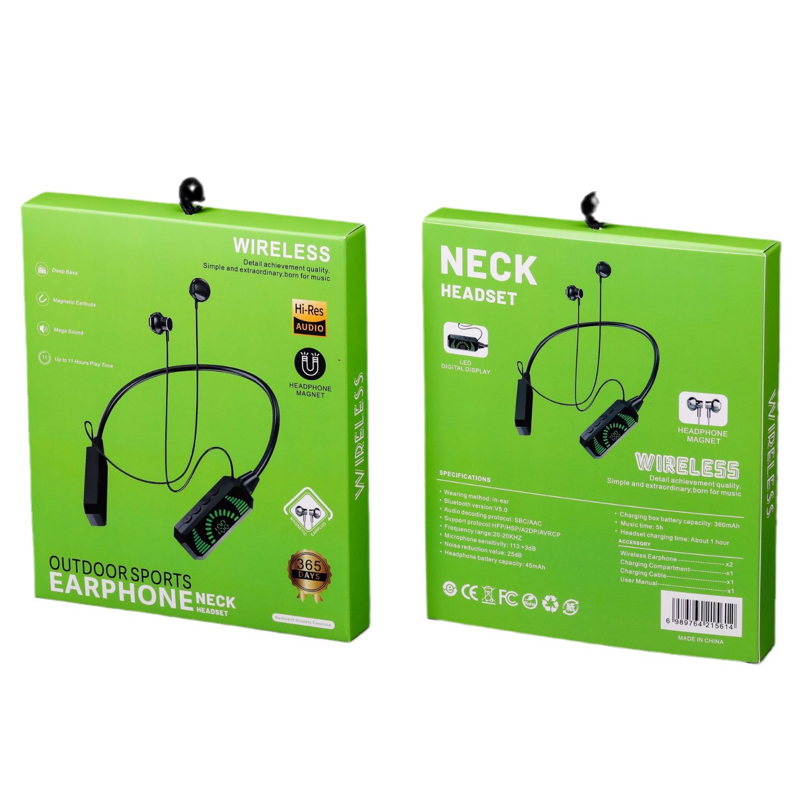 New Necked Headset Neutral Universal Packaging Sports Bluetooth Headset Necked Packaging Box in stock Wholesale