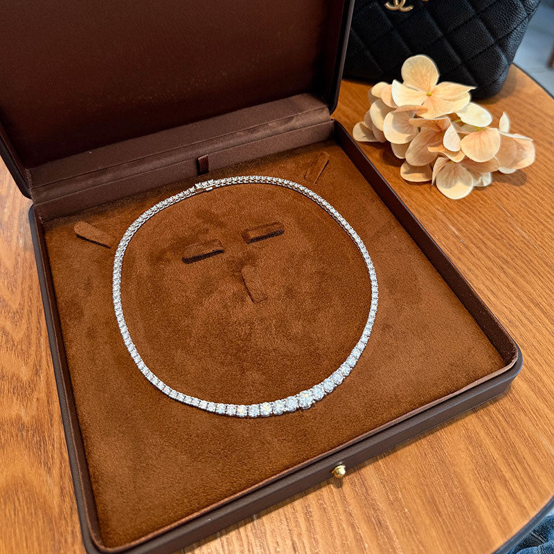 Ожерелье из платины Pt950, теннисное ожерелье с градиентом из лабораторно вырощенного бриллианта, индивидуальное ожерелье из золота 18K, кросс-бордерный экспорт