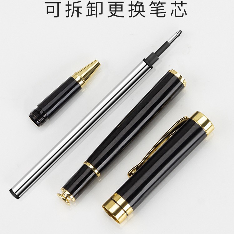 Manufacturer Black 0.5 Printable Logo Engraving Classy Business Advertising Gift Steel Pole Metal Custom Signature Pen