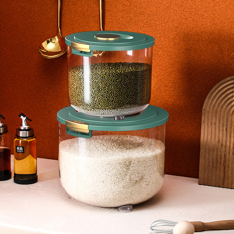 Nordic Transparent Insect-Proof Moisture-Proof Sealed Rice Bucket Household Kitchen Flour Grain Storage Jar Grain Storage Box