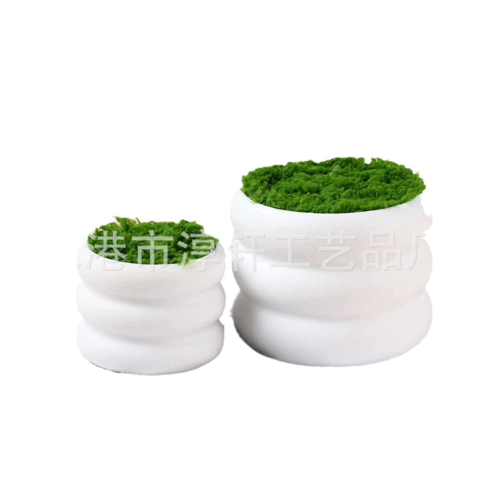 Factory Wholesale Donut-Shaped Plastic Flower Pots Mini Bonsai Succulent Planting DIY Desktop Ornaments Simulated Lawn