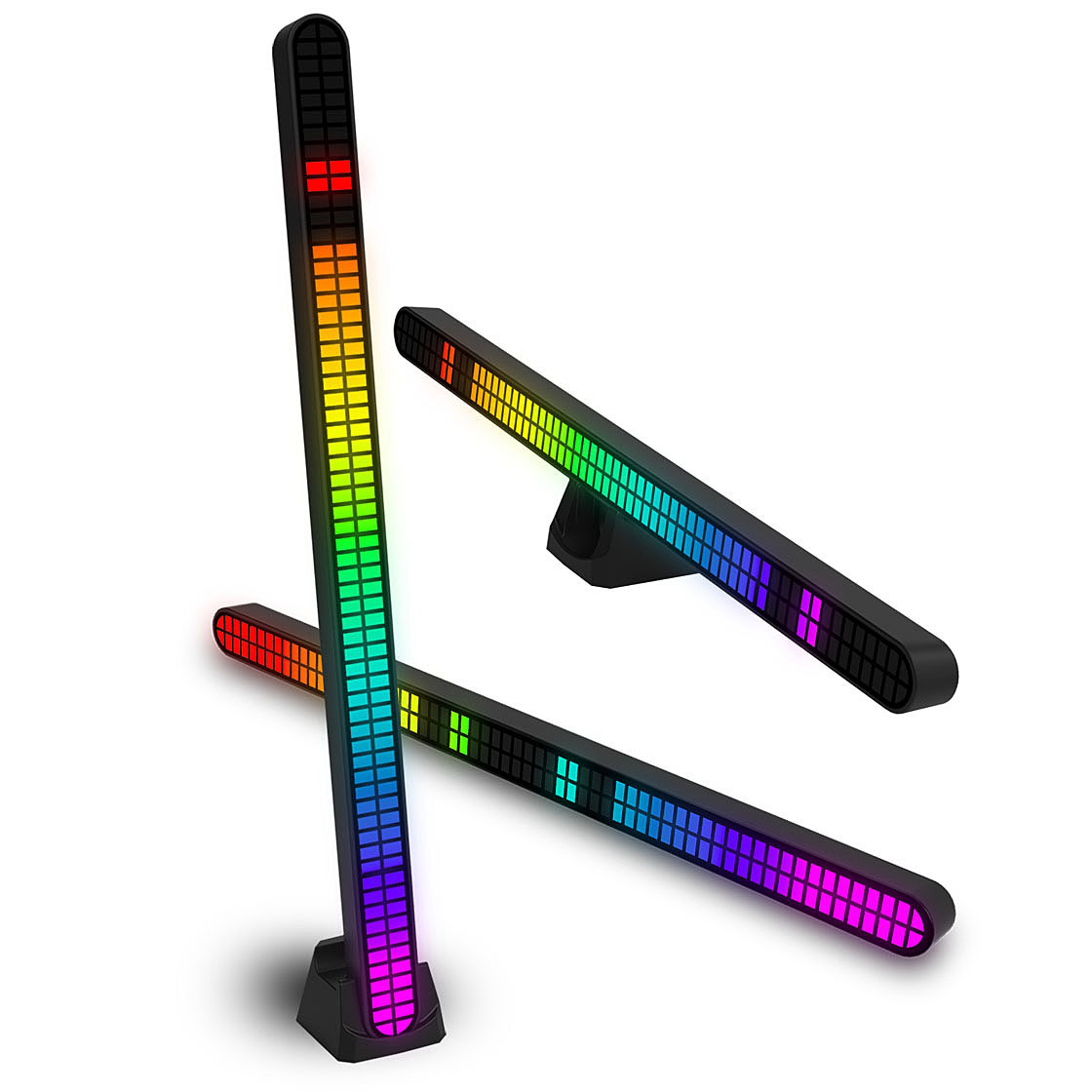 New double-row 64-bit sound pickup light long endurance charging RGB rhythm light car sound control light audio atmosphere light