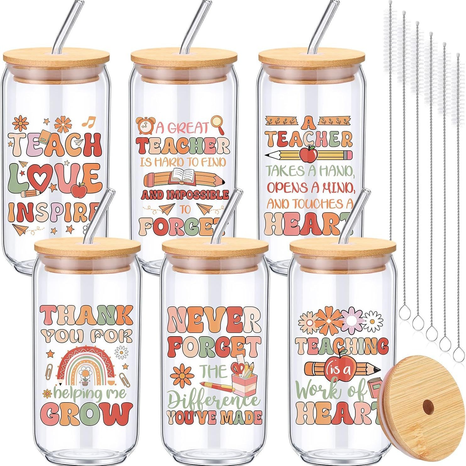 16oz Borosilicate Glass Cup Coke Cup Bamboo Lid Juice Drink Suction Cup Cross-border Printing Custom Gift Cup