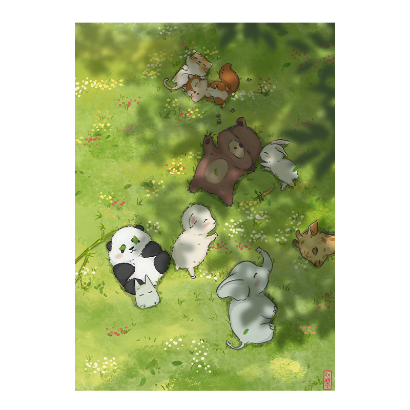 ♔ 【New Product Special Offer】Wang Shengli's "Resting under the Tree" Panda Animal Series Signed Edition Limited Edition