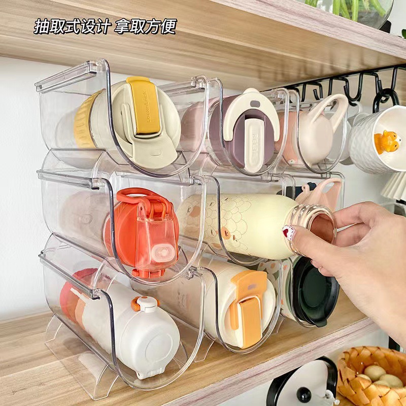 Water Cup Storage Rack Multi-layer Transparent Desktop Stackable Heat Preservation Cup Rack Household Storage Rack Refrigerator Beverage Rack