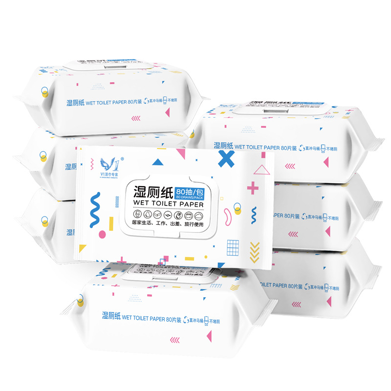 Wet Toilet Paper 80 Sheets with Lid, Flushable, Wet Wipes for Children and Adults, Antibacterial, Made from Virgin Wood Pulp