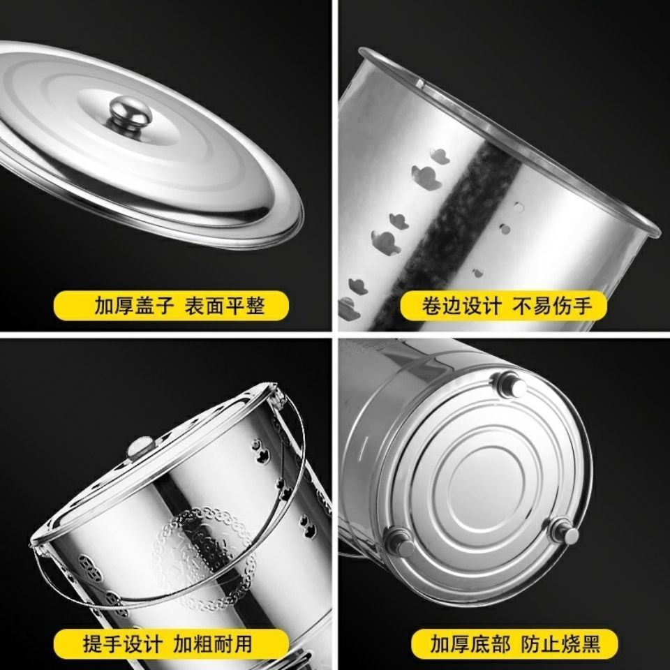 Stainless Steel Gold-Burning Barrel for Home Use, Treasure Barrel for Burning Paper Money, Gold-Burning Furnace, Ingot Barrel, Treasure-Burning Container, Incense Burner