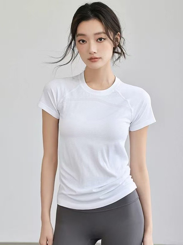 Spring and Summer New Sports Fitness Short-sleeved Quick-drying Yoga Suit Running Training Top Tight Slim T-shirt