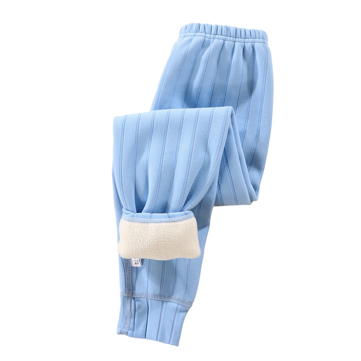 New Boneless Autumn and Winter Kidsren's Roman Strip Double-Sided Velvet Thickeneded Single Pants for Middle-Aged and Older Boys and Girls, Warm Pants