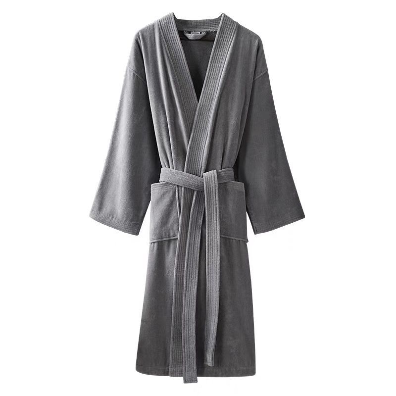 Hotel Pure Cotton Bathrobe Absorbent Quick-drying Towel Material Couple Men's and Women's Autumn and Winter Bathrobe Nightgown Long Embroidered Logo
