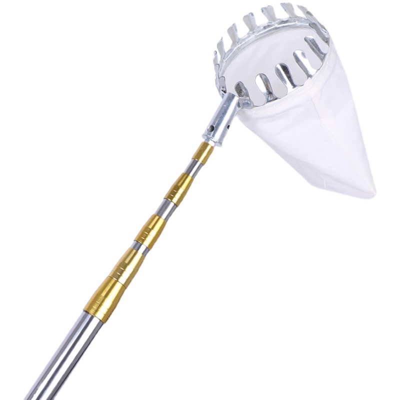 Thickened Stainless Steel Telescopic Fruit Picker for Harvesting High-Altitude Fruits Such as Fragrant Cypress, Locust Flower, Mango, Loquat, Apricot, and Net Bags