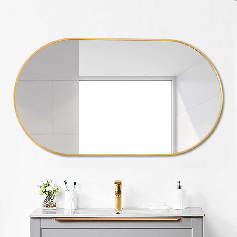 Factory Direct Sales Bathroom Mirror Oval Bathroom Mirror Wall-Mounted Hotel and B&B Aluminum Alloy