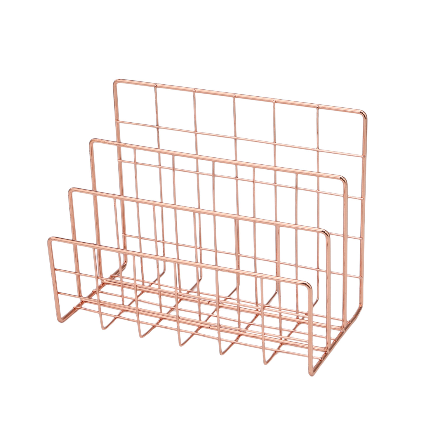 Nordic Style Creative Iron Metal Three-Compartment Bookshelf Desktop Decoration File Book Storage Rack File Rack