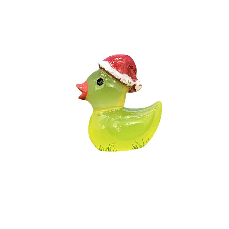 Cute Resin Christmas Luminous Duck Crafts Accessories Micro Landscape Decorative Ornaments Jewelry Manufacturer Wholesale