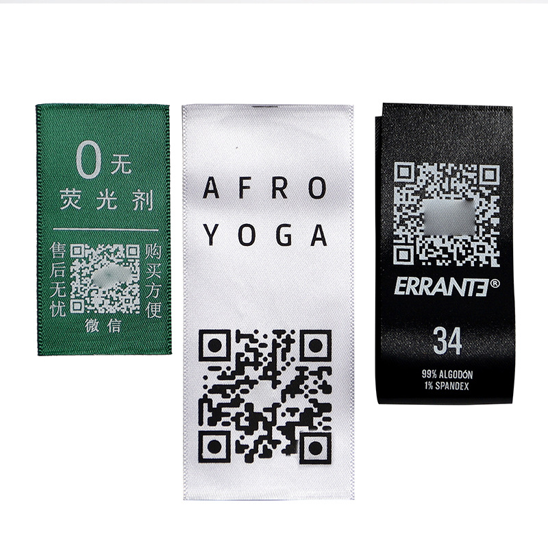 Can Accept Urgent Orders, Black and White Cloth Labels, Custom Satin Labels, Printed Labels, Clothing, Bags, Shoes and Hats, Qr Codes, Washable Labels