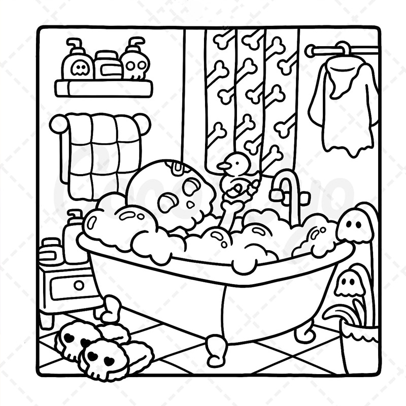 Cross-Border In-Stock Temu Coloring Book for Teenagers, Cute and Comfortable Space Coloring Book, Relaxing and Stress-Relieving Simple Coloring Book