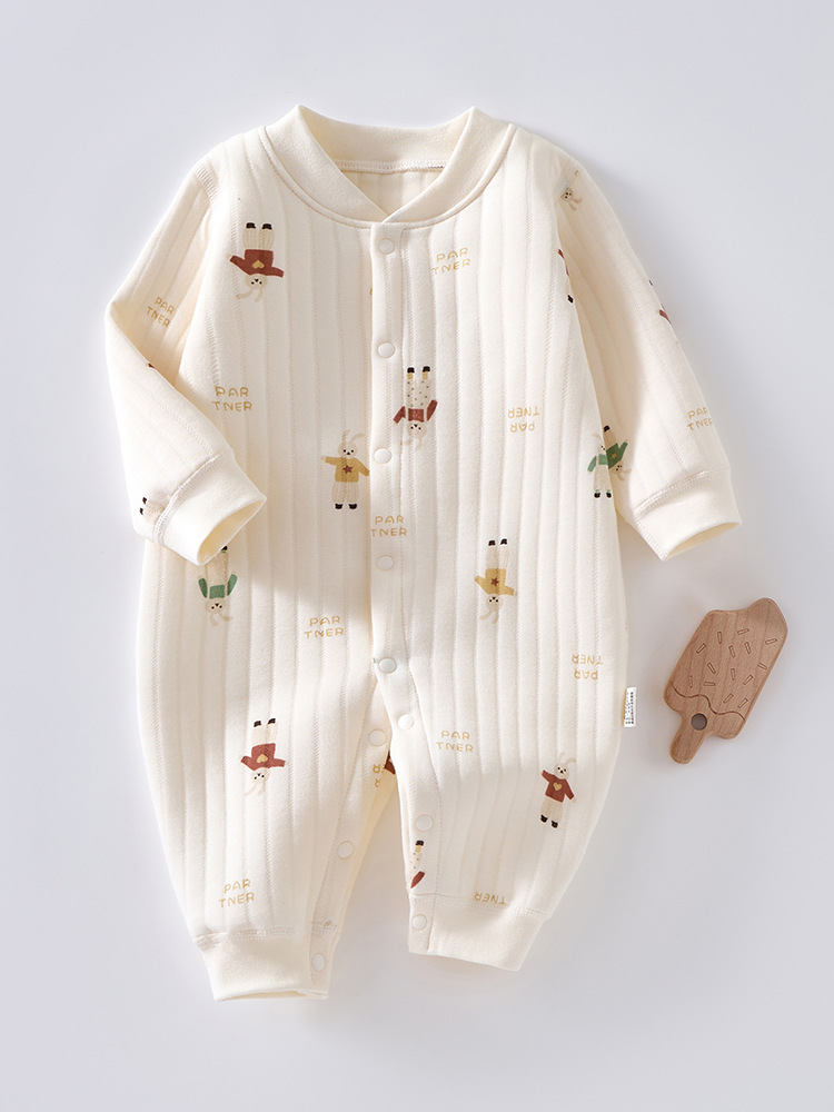 Baby Warm Jumpsuit Autumn and Winter Baby Cotton Clothes Harper Newborn Thickened Air Cotton Pajamas Winter Clothes