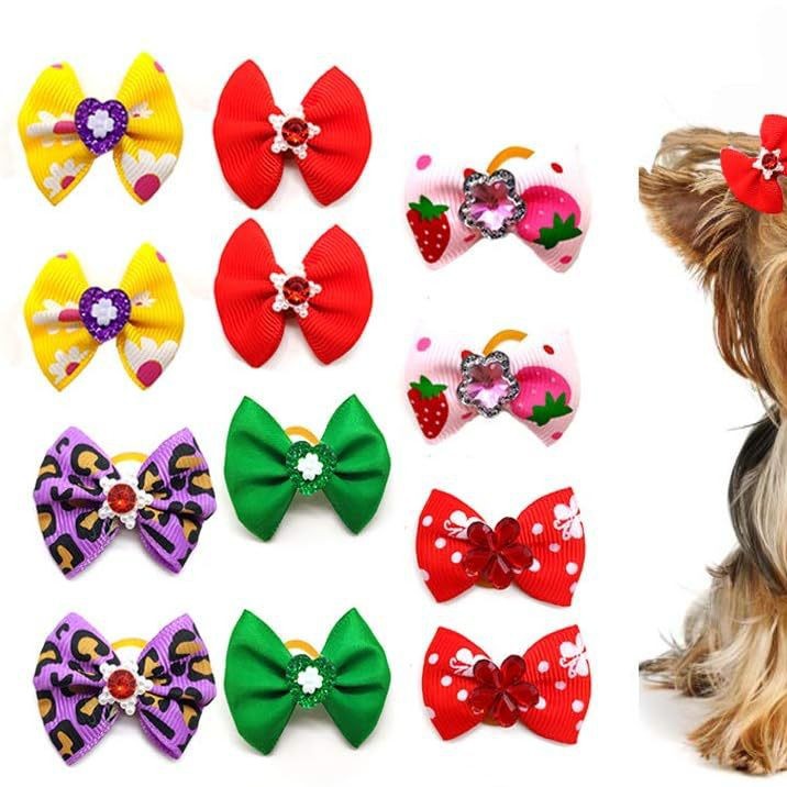 Pet hair accessories bow headdress flower princess style cat creative dress dog rubber band jewelry in stock wholesale