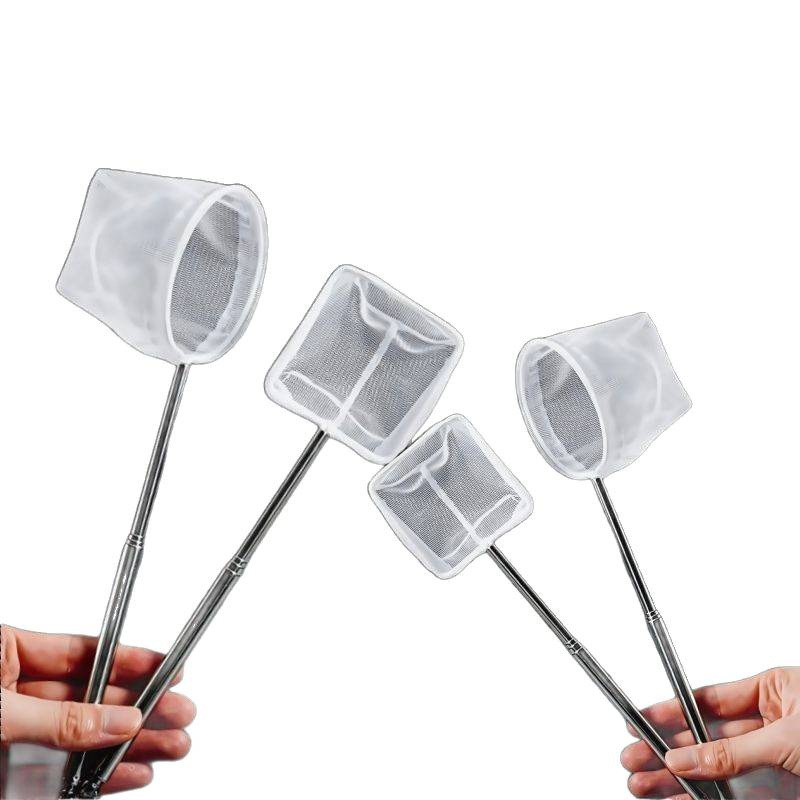 (Free Shipping) Fishing Net for Fish Tank, Small Fish Aquarium Fishing Net, Ornamental Fish Three-Dimensional Stainless Steel Telescopic Net
