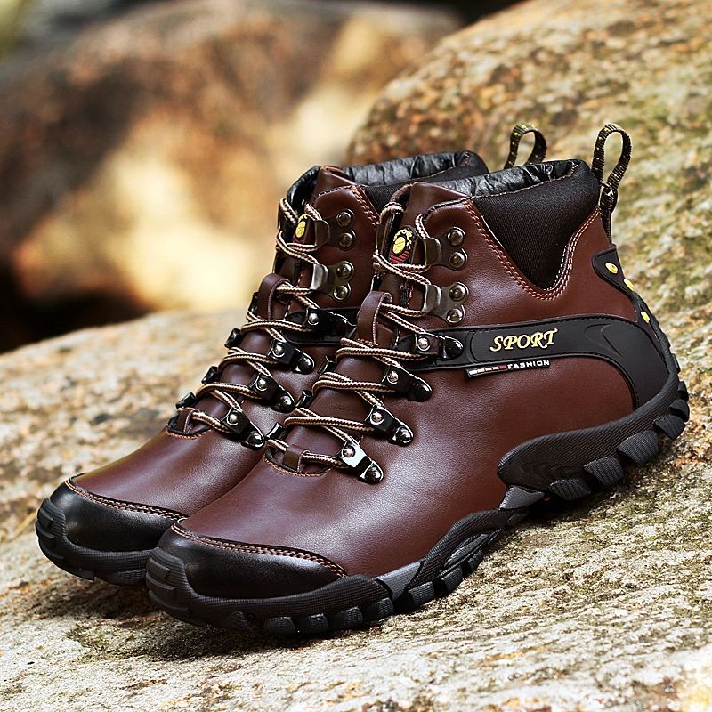 Экспортная обувь осень и зима из натуральной кожи для походов мужская уличная обувь для путешествий высокие походные ботинки водонепроницаемые нескользящие