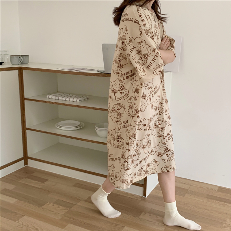 Women's Pajamas for Summer Korean-style Spring and Autumn Students Short-sleeved Home Clothes Cute Cartoon Loose Pregnant Women's Pajamas for Summer