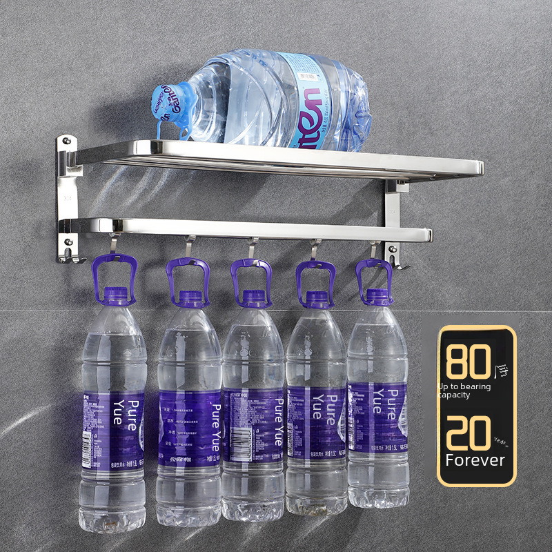 Thickened 304 Stainless Steel Towel Rack Punch-free Bathroom Towel Rack Bathroom Rack Toilet Towel Rack