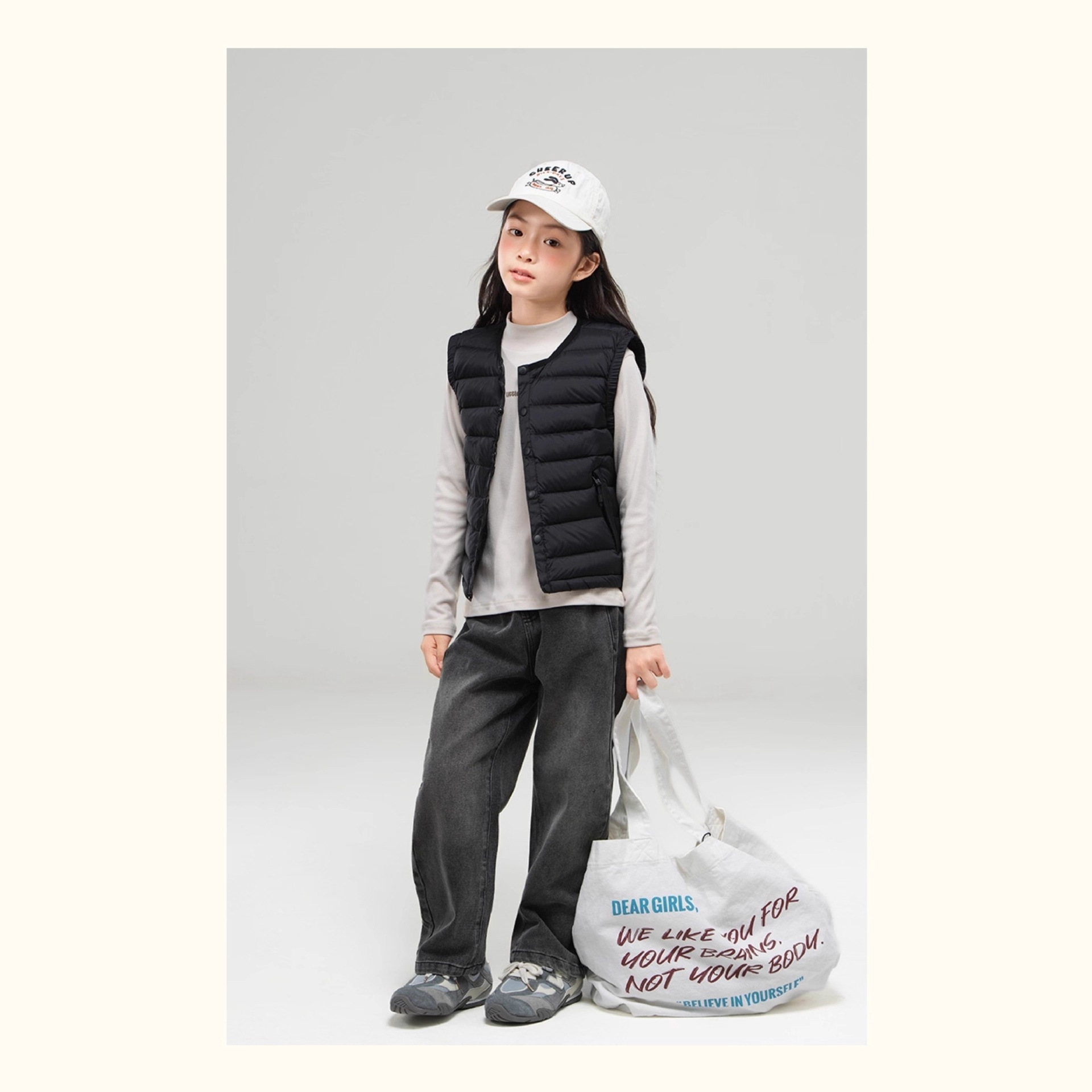 Children's Winter Korean Style Lightweight down Jacket Vest for Girls and Babies 90 White Duck down Lightweight Warm Liner down Vest