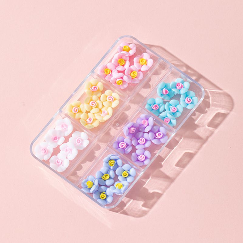 Internet Celebrity Explosions Custom Two-color Fleshy Five-petal Small Flower Nail Art Accessories Emulation Cream Gel Luminous Sequin Decoration