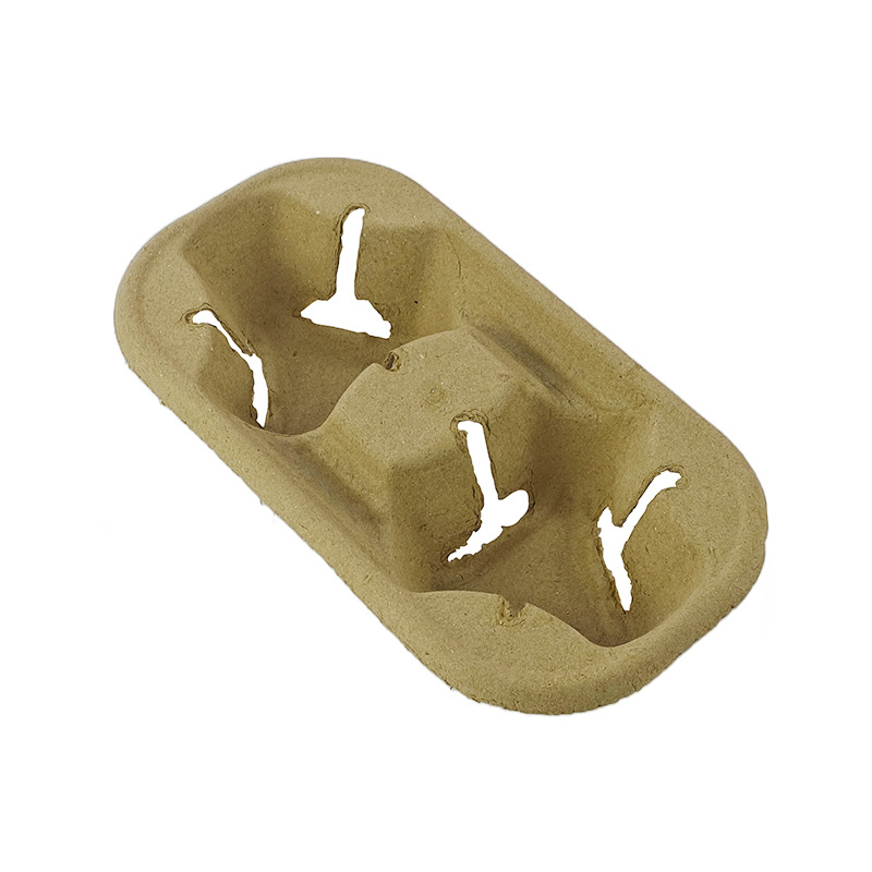 Pulp Degradable Disposable Milk Tea Coffee Single Double Four Cup Removable Pulp Cup Holder Take-out Beverage Base Holder