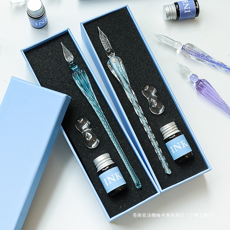 Набор стеклянных ручек макарон, подписная ручка, кристаллическая, студент, перьевая ручка, канцелярский подарочный набор